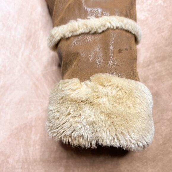 Vintage Y2K Big Chill Faux Leather Fur Hooded Zip Up Jacket Indie Sleaze McBling - Picture 8 of 12